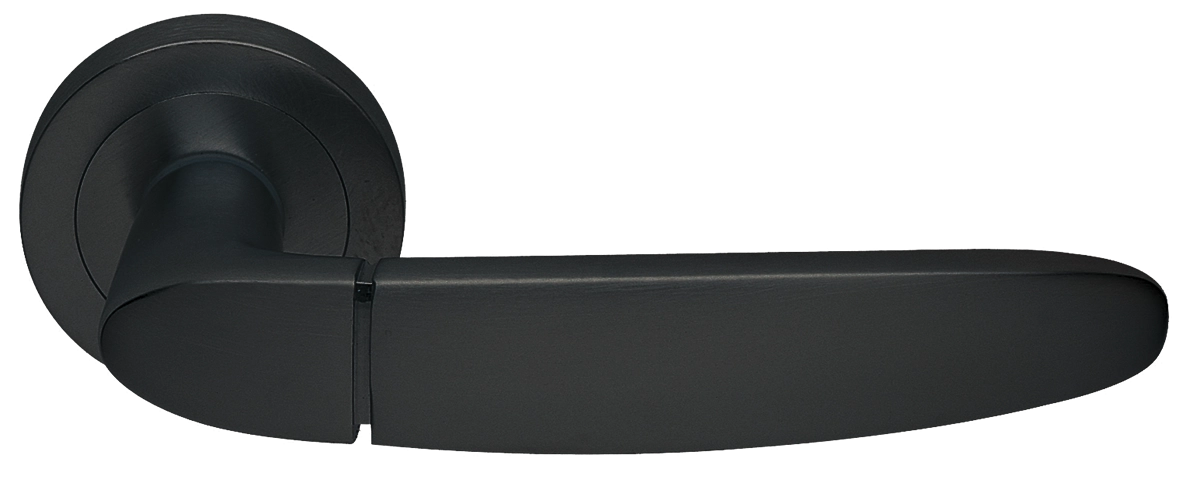 Ручка дверная SAIL R2 NERO раздельная на круглой розетке, цвет - черный фото 1 Ручка дверная SAIL R2 NERO раздельная на круглой розетке, цвет - черный фото купить Ставрополь