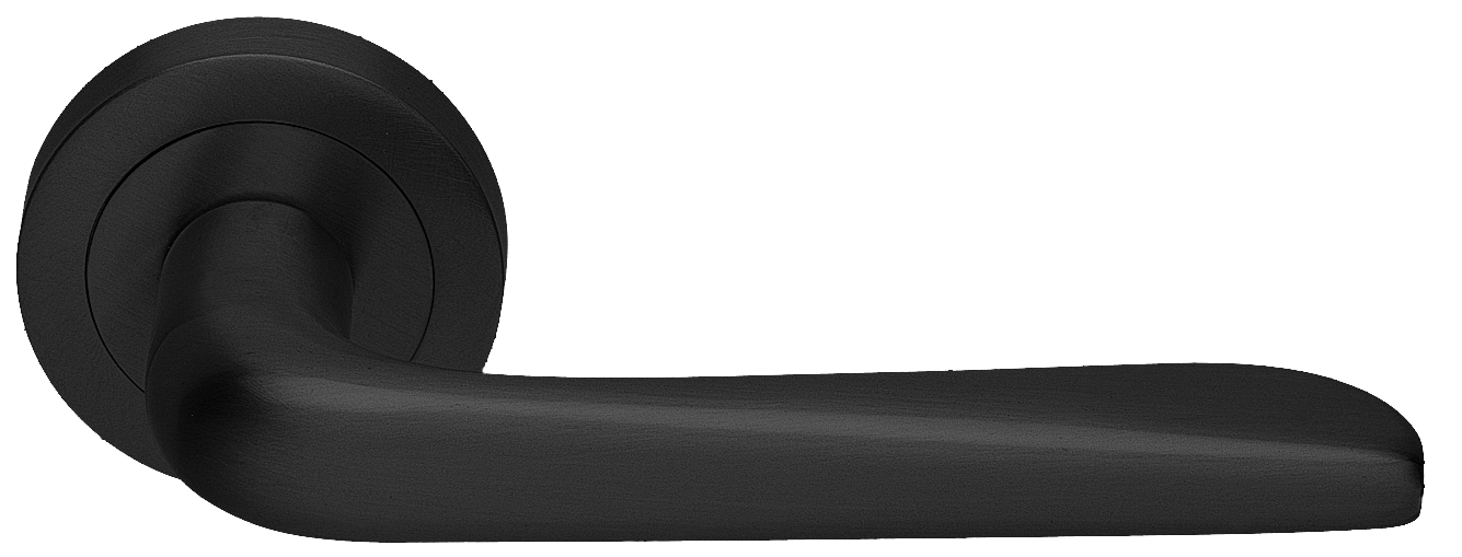 Ручка дверная PETRA R2 NERO раздельная на круглой розетке, цвет - черный фото 1 Ручка дверная PETRA R2 NERO раздельная на круглой розетке, цвет - черный фото купить Ставрополь