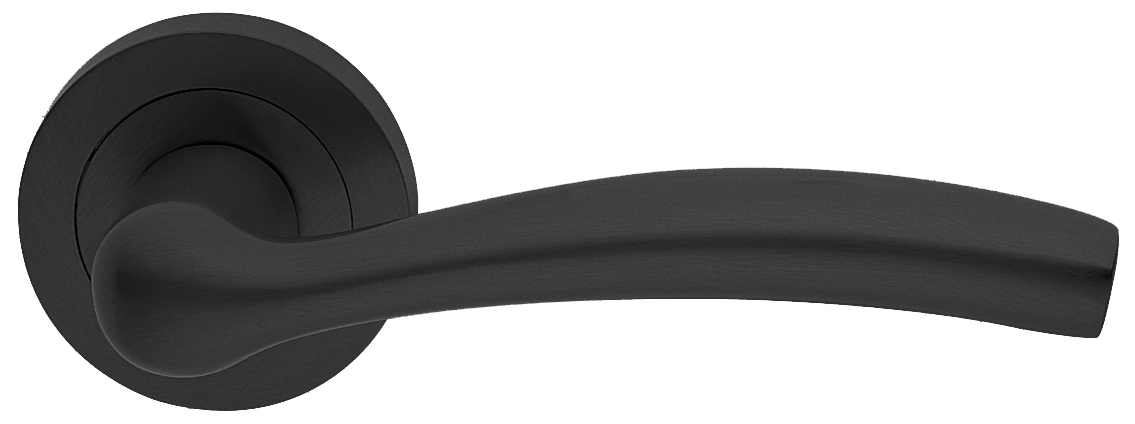 Ручка дверная VENERA R2 NERO раздельная на круглой розетке, цвет - черный фото купить Ставрополь
