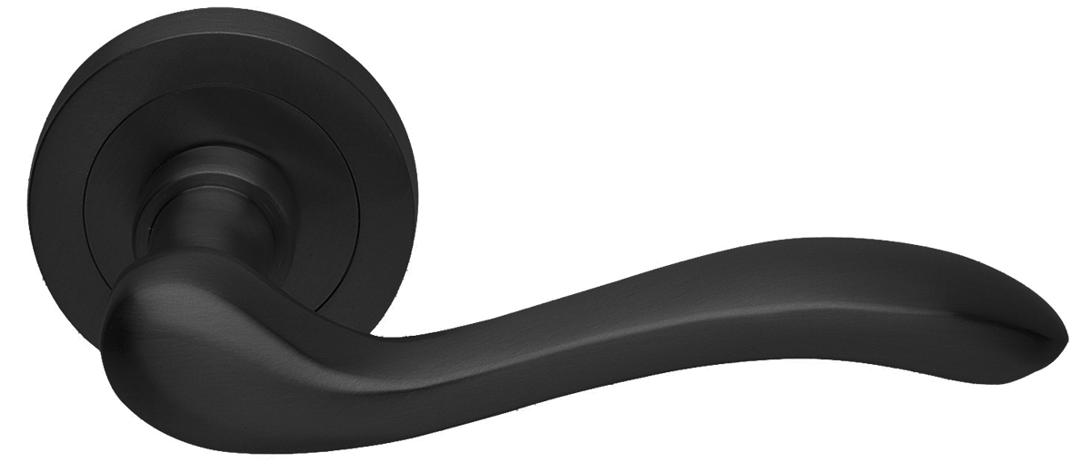 Ручка дверная ERICA R2 NERO раздельная на круглой розетке, цвет - черный фото 1 Ручка дверная ERICA R2 NERO раздельная на круглой розетке, цвет - черный фото купить Ставрополь