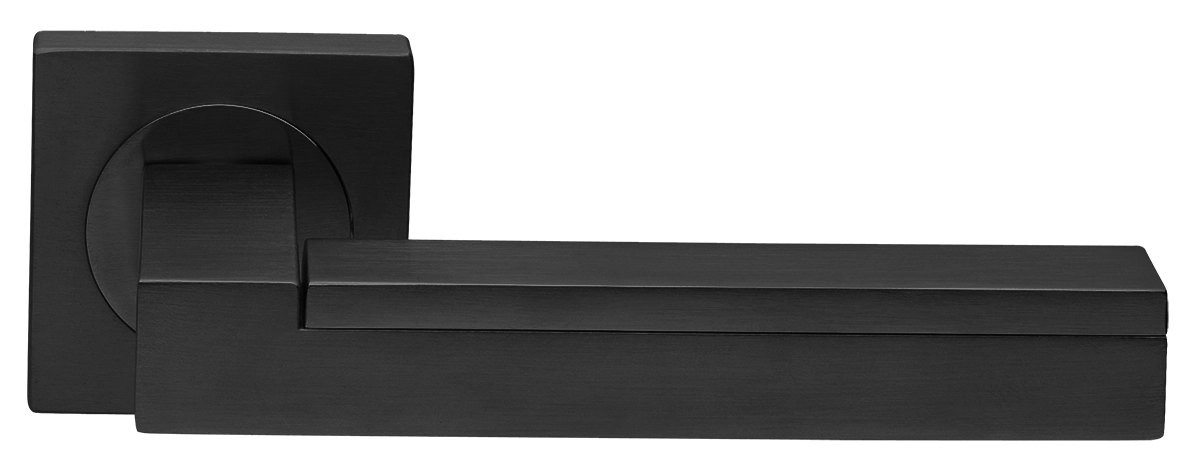 Ручка дверная ISLAND S2 NERO раздельная на квадратной розетке, цвет - черный фото купить в Ставрополе