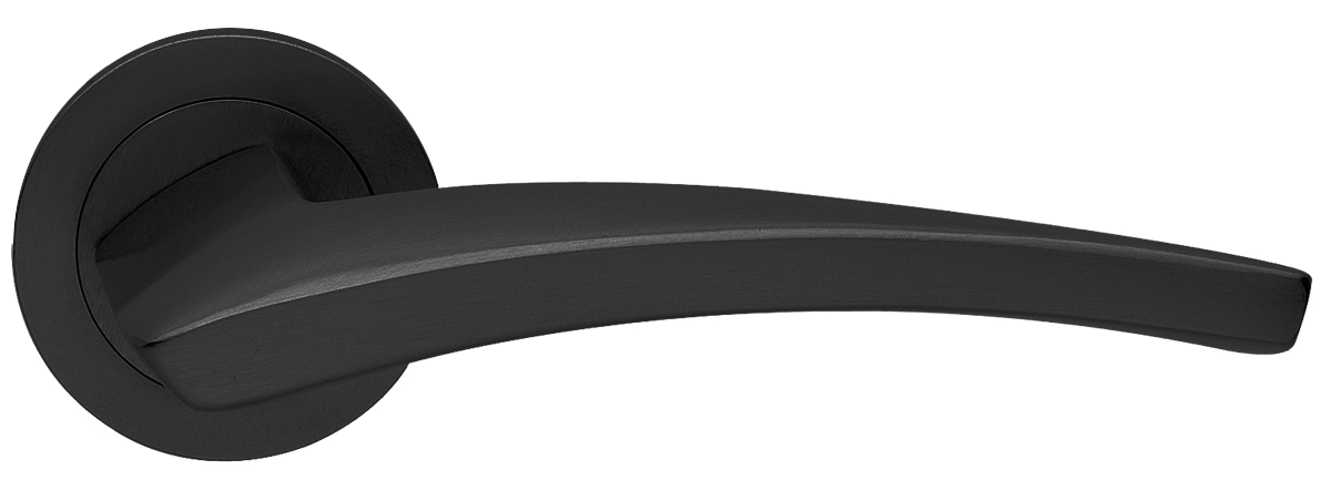 Ручка дверная WIND R2 NERO раздельная на круглой розетке, цвет - черный фото купить в Ставрополе