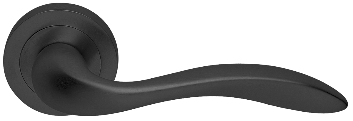 Ручка дверная LEON R2 NERO раздельная на круглой розетке, цвет черный, латунь фото купить в Ставрополе