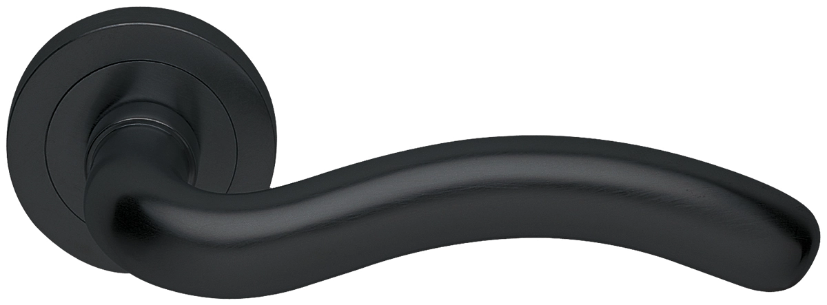 Ручка дверная SNAKE R2 NERO раздельная на круглой розетке, цвет черный, латунь фото купить в Ставрополе