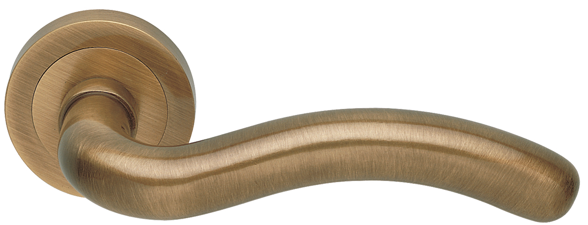 Ручка дверная SNAKE R2 BGO раздельная на круглой розетке, цвет матовая бронза, латунь фото купить в Ставрополе