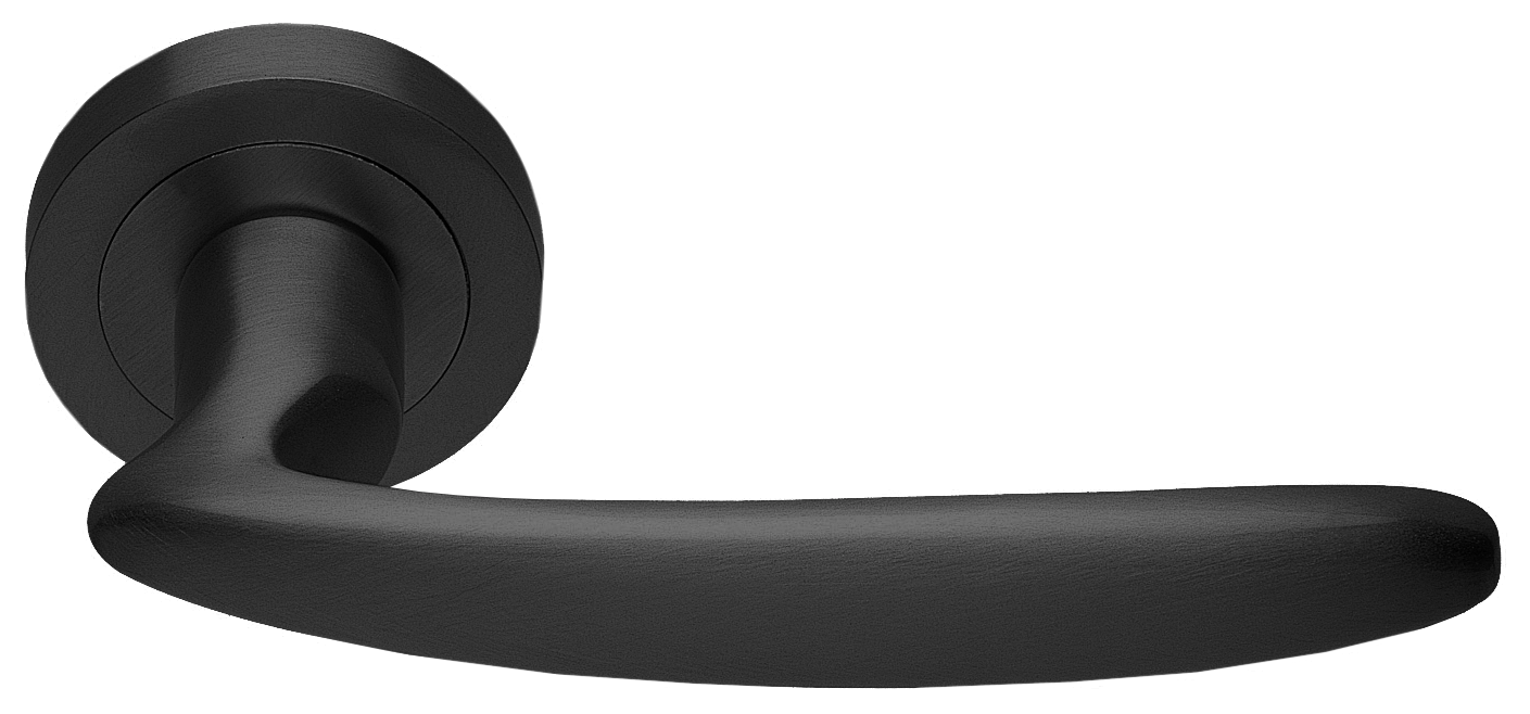 Ручка дверная FLAMINGO R2 NERO раздельная на круглой розетке, цвет - черный фото купить в Ставрополе