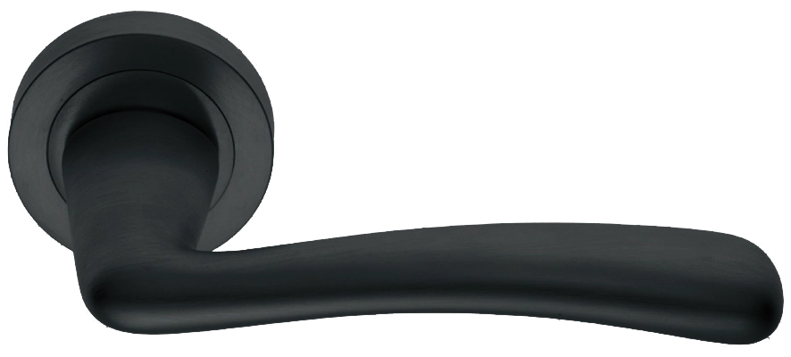 Ручка дверная COCKATOO R2 NERO раздельная на круглой розетке, цвет черный, латунь фото купить в Ставрополе