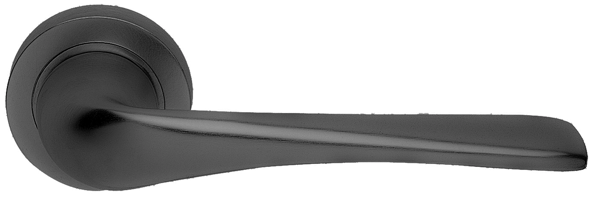 Ручка дверная LE MANS R2 NERO раздельная на круглой розетке, цвет черный, латунь фото купить в Ставрополе