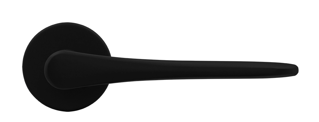 Ручка дверная AULA R5 NERO-ST на круглой розетке, цвет черный soft-touch, ЦАМ фото купить в Ставрополе