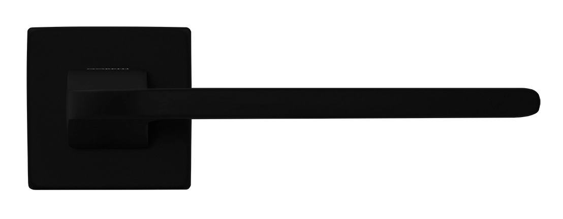 Ручка дверная SPUTNIK S5 NERO-ST на квадратной розетке, цвет черный soft-touch, ЦАМ фото фурнитура Ставрополь