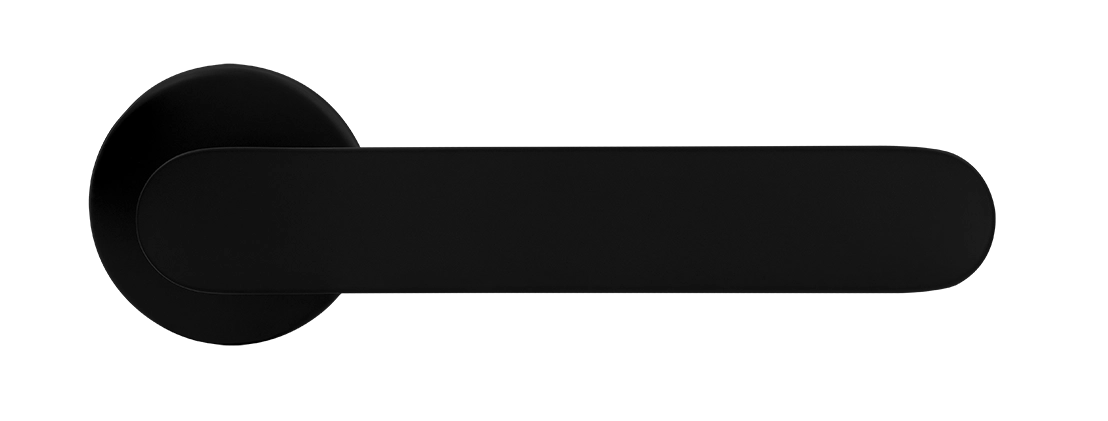 Ручка дверная LE BOAT R5 NERO-ST раздельная на круглой розетке, цвет черный soft-touch, латунь фото купить в Ставрополе