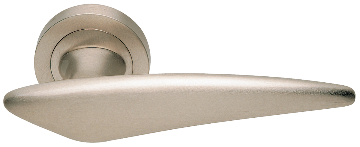 Ручка дверная BOLID R2 NIS раздельная на круглой розетке, цвет матовый никель, латунь фото купить Ставрополь