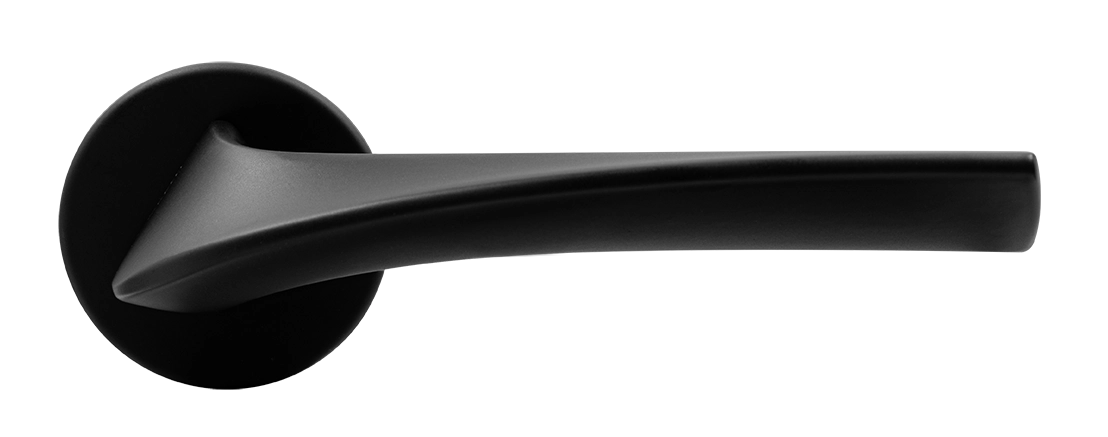 Ручка дверная COMETA R5 NERO-ST на круглой розетке цвет черный soft-touch, ЦАМ фото купить в Ставрополе
