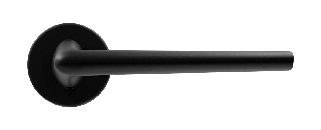 Ручка дверная THE FORCE R5 NERO-ST на круглой розетке, цвет черный soft-touch, ЦАМ фото купить в Ставрополе