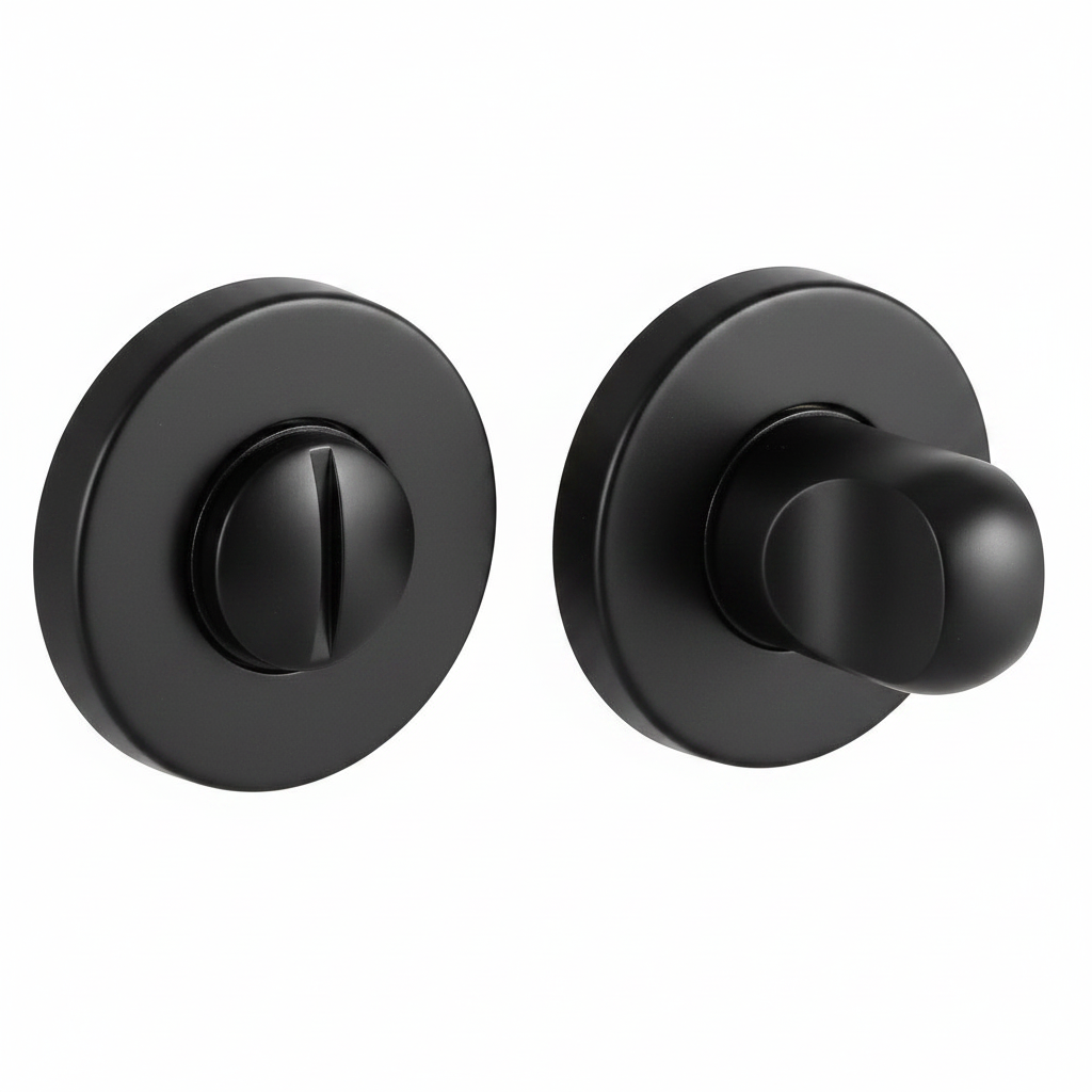 Завертка сантехническая LUX-WC-R3-E NERO-ST на круглой розетке цвет черный soft-touch, ЦАМ фото купить Ставрополь