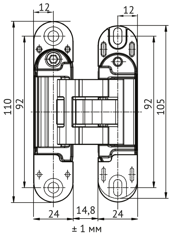 Петля скрытая HH-28 SC врезная с 3D-регулировкой вес полотна до 40 кг, цвет матовый хром фото купить в Ставрополе