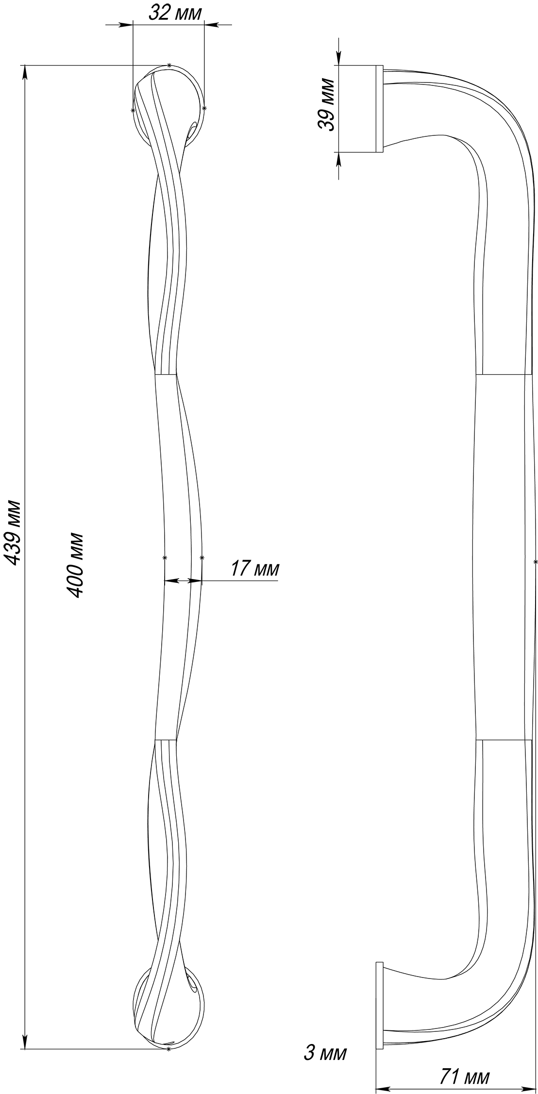 Ручка-скоба SKYSCRAPER PH SSW, цвет Стокгольмский снегопад/Stockholm Snowfall фото купить в Ставрополе