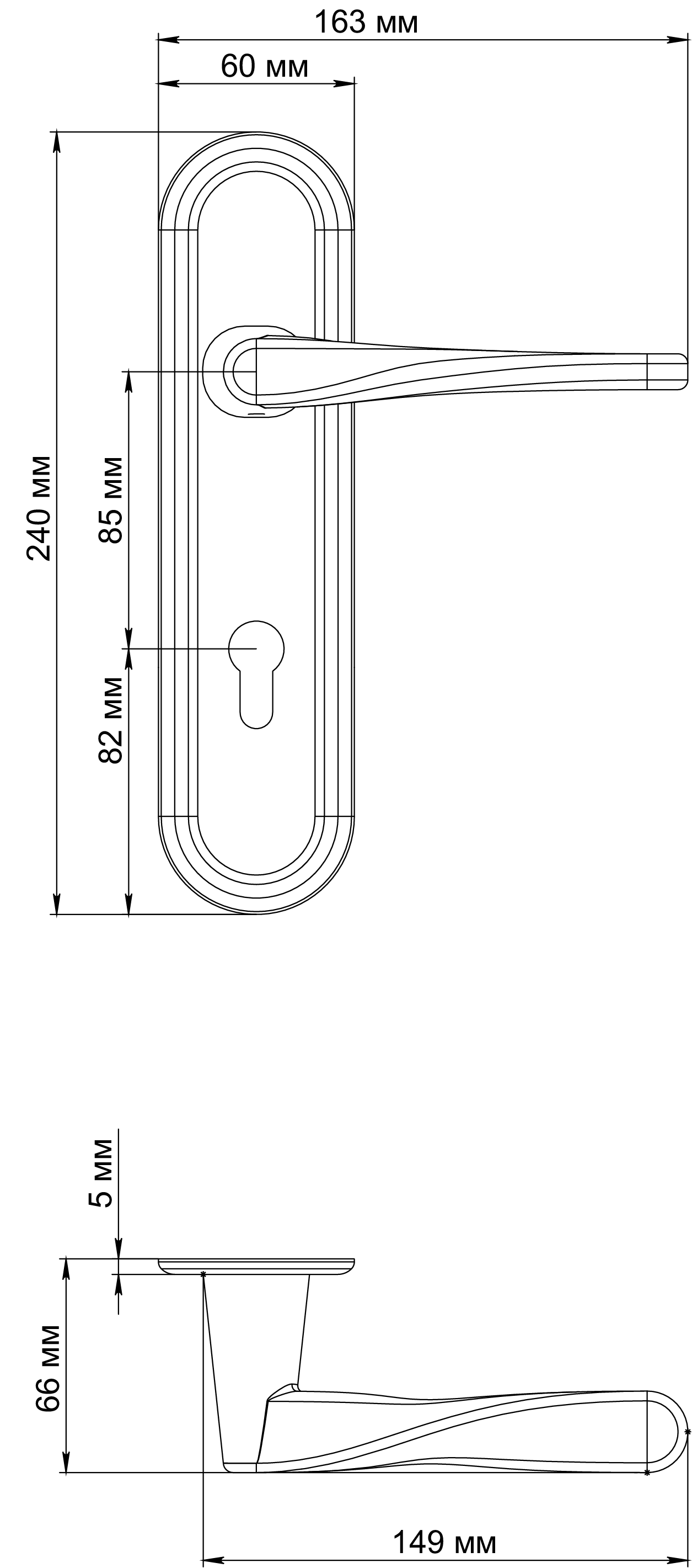 Ручка дверная THE OLYMPICS PLR KH WF на планке под ключевой цилиндр, цвет Зимняя стужа/Winter Frost фото купить в Ставрополе