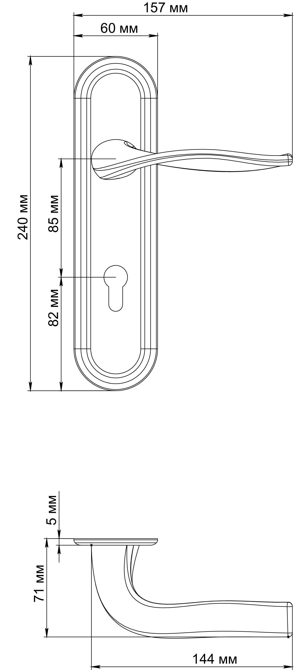 Ручка дверная SKYSCRAPER PLR KH AH на планке под ключевой цилиндр, цвет Осенний мёд/Autumn Honey фото купить в Ставрополе