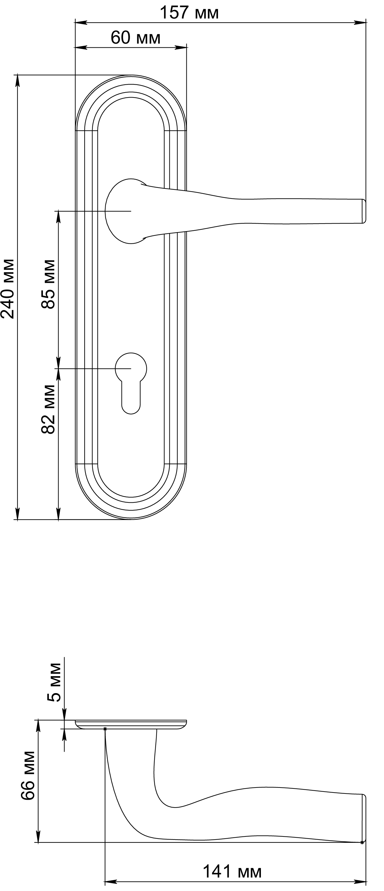 Ручка дверная LVB PLR KH AH на планке под ключевой цилиндр, цвет Осенний мёд/Autumn Honey фото купить в Ставрополе