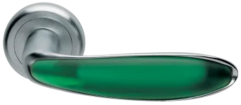 Ручка дверная MURANO R4 CSA/VERDE на круглом основании, цвет матовый хром/нефрит, латунь