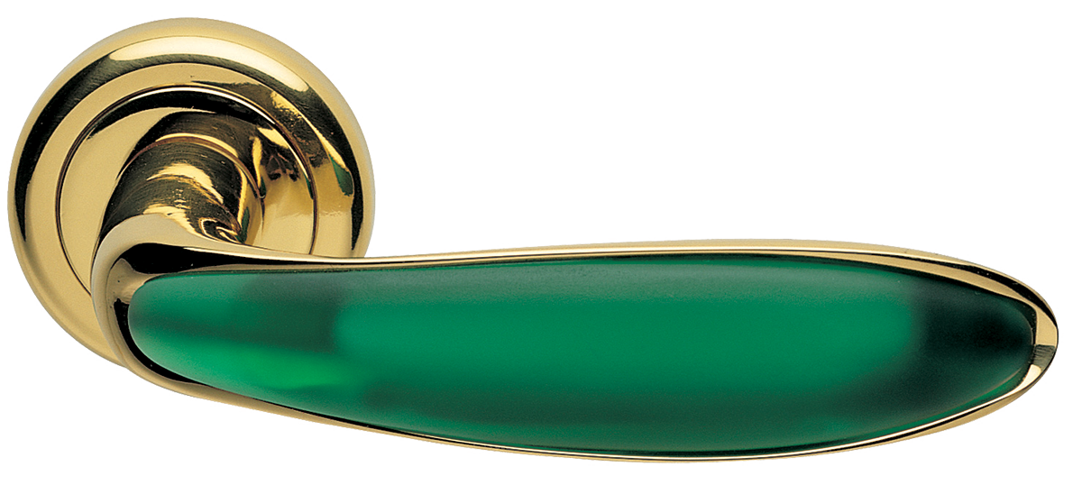 Ручка дверная MURANO R4 OTL/VERDE раздельная на круглом основании, цвет золото/нефрит, латунь фото купить Ставрополь