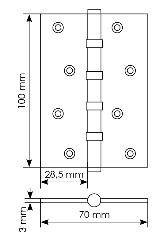 Петля карточная универсальная MBU 100X70X3-4BB COF латунь,врезная,цвет кофе фото купить в Ставрополе