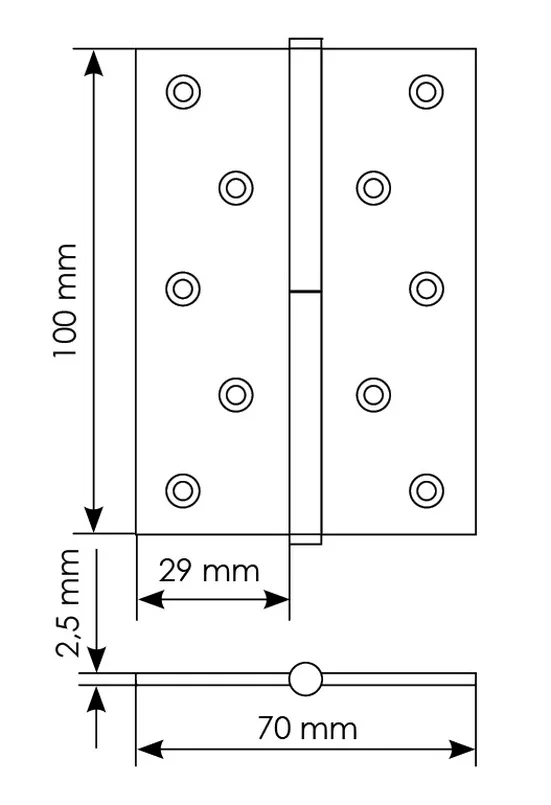 Петля универсальная разъемная MSD 100X70X2.5 AB L стальная левая, врезная, цвет бронза фото купить в Ставрополе