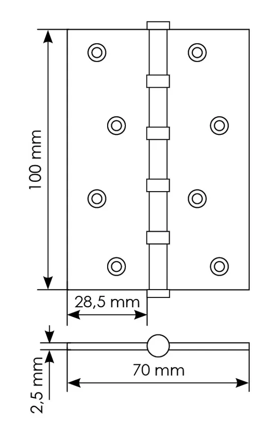 Петля универсальная карточная MS 100X70X2.5-4BB W стальная, врезная, цвет белый, сталь фото купить в Ставрополе