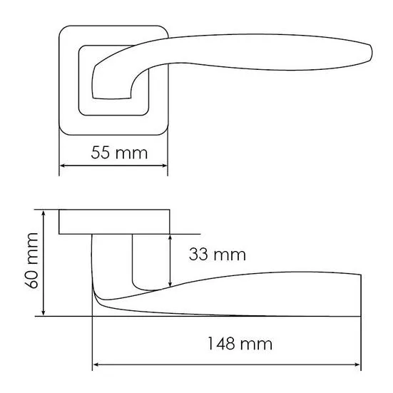 Ручка дверная SHELL MH-45 GR/CP-S55 раздельная на квадратной розетке, цвет графит/хром, ЦАМ Light фото купить в Ставрополе