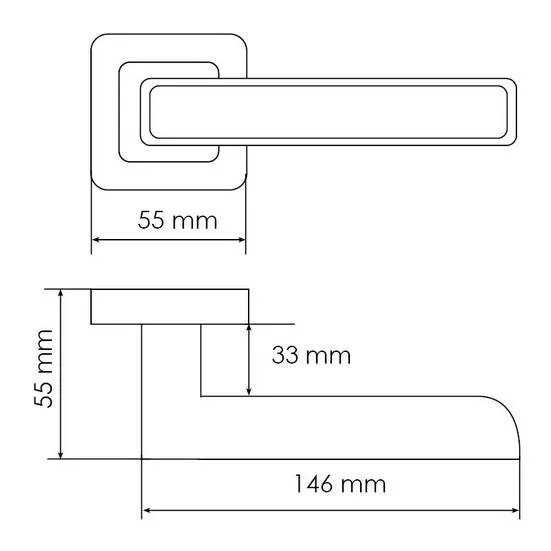 Ручка дверная FLEX MH-44 SC/CP-S55 раздельная на квадратной накладке, цвет матовый хром/хром, ЦАМ Light фото купить в Ставрополе