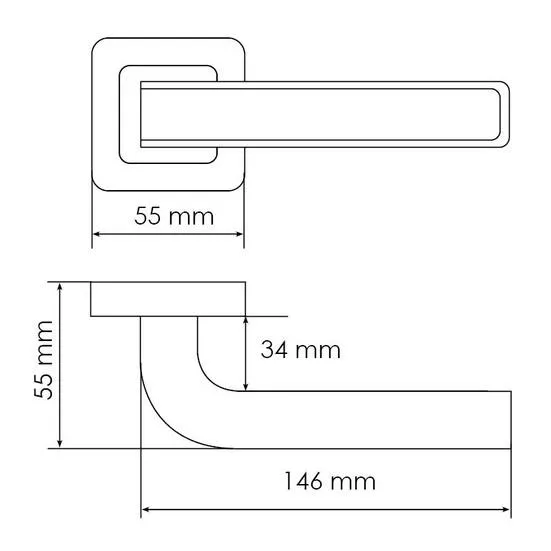 Ручка дверная EON MH-46 GR/CP-S55 раздельная на квадратной розетке, цвет графит/хром, ЦАМ Light фото фурнитура Ставрополь