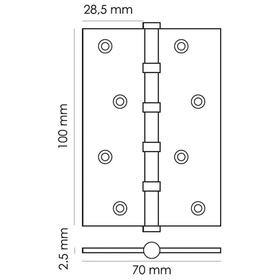 Петля карточная универсальная MS 100X70X2.5-4BB BL, врезная, цвет черный, сталь фото купить в Ставрополе